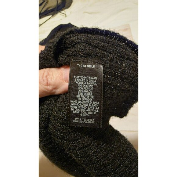 GUESS SWEATER Dress Womens SMALL BLACK STRETCH Open Knit Collar Pull on Y2K Goth - Picture 4 of 7